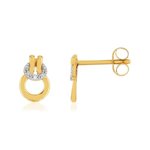 2-tone yellow 375 gold diamond earrings