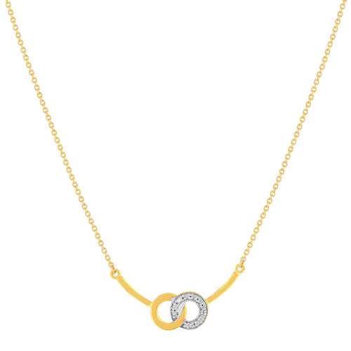 Collier or 375 jaune 2 tons diamants 45cm anneau de raccourcissement 42cm