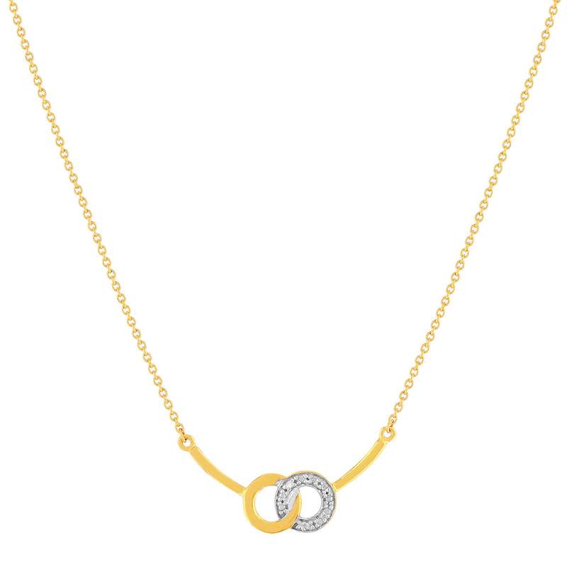 Collier or 375 jaune 2 tons diamants 45cm anneau de raccourcissement 42cm - vue 1