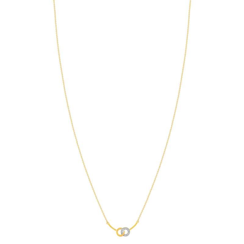 Collier or 375 jaune 2 tons diamants 45cm anneau de raccourcissement 42cm - vue 2