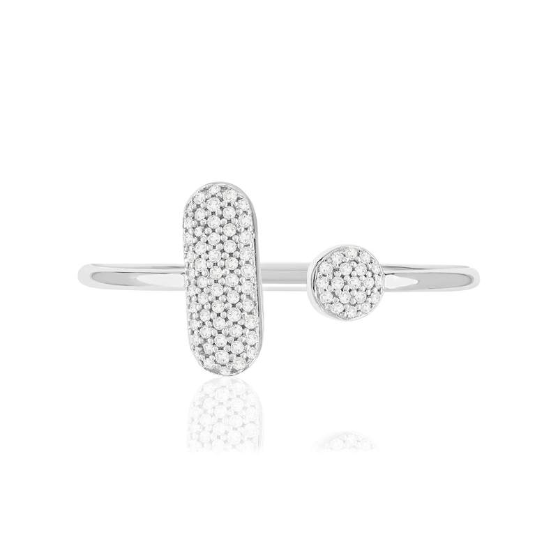Bague or 375 blanc diamants - vue 3