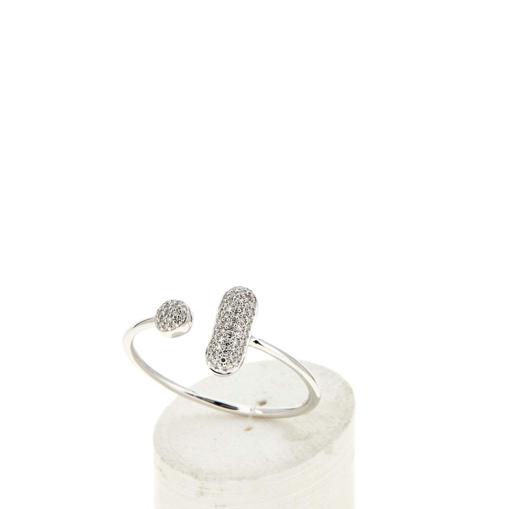 Bague or 375 blanc diamants - vue 2