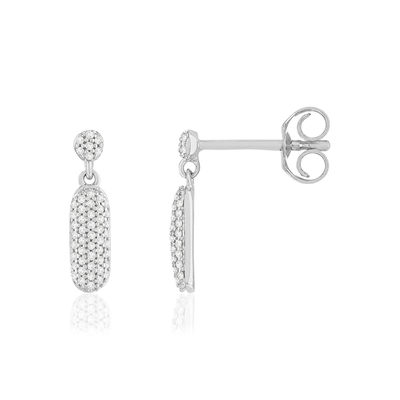 Boucles d'oreille or 375 blanc diamants