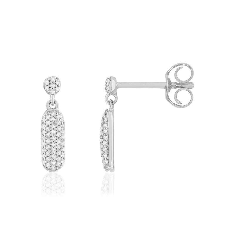 Boucles d'oreille or 375 blanc diamants - vue 1