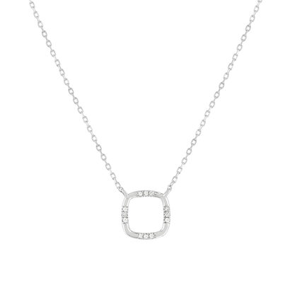 Collier or 375 blanc diamants - vue 1