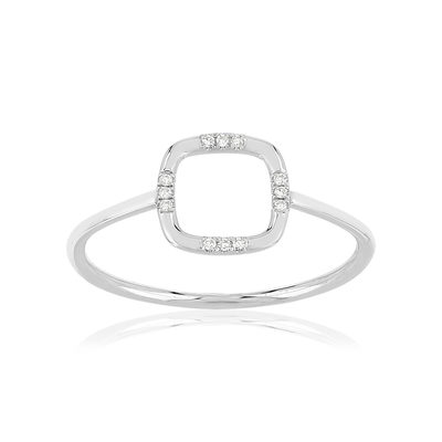 Bague or 375 blanc diamants