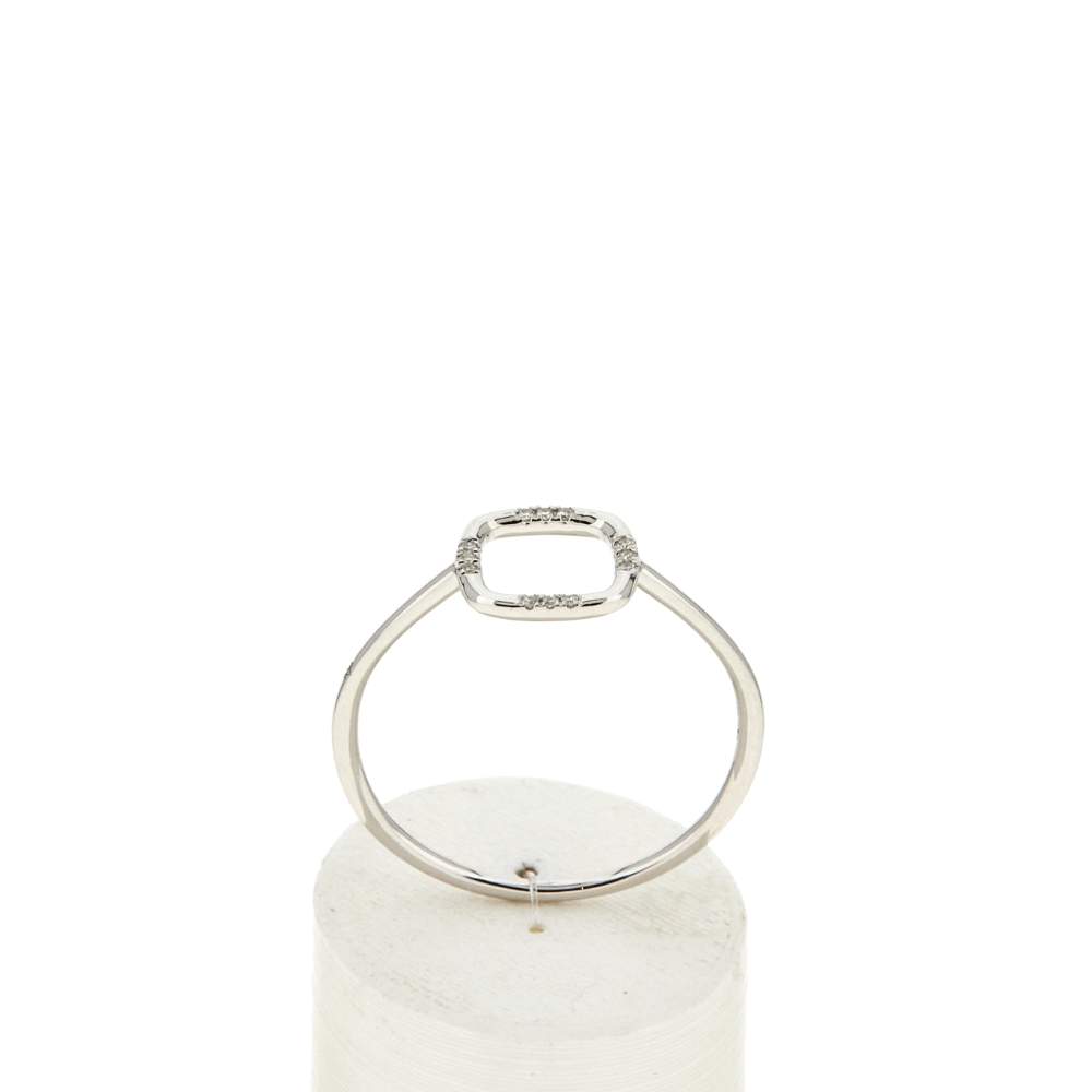 Bague or 375 blanc diamants - vue 1