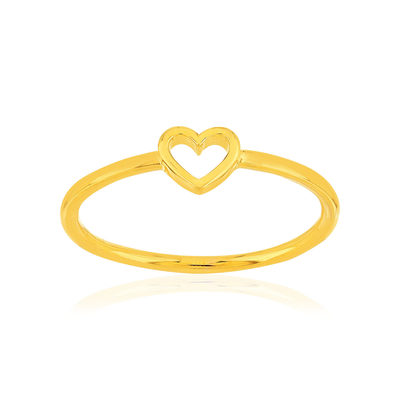 Bague plaqué or jaune motif coeur - vue 1