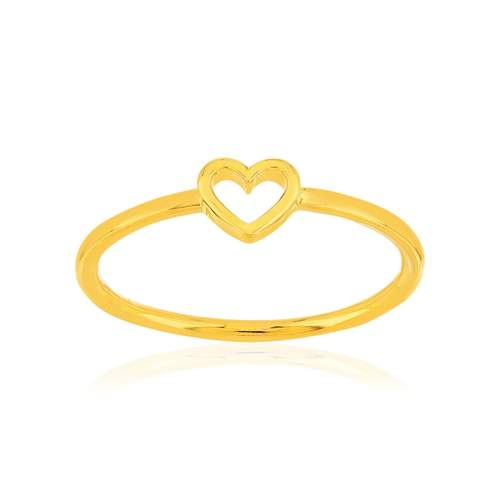 Yellow gold-plated heart motif ring