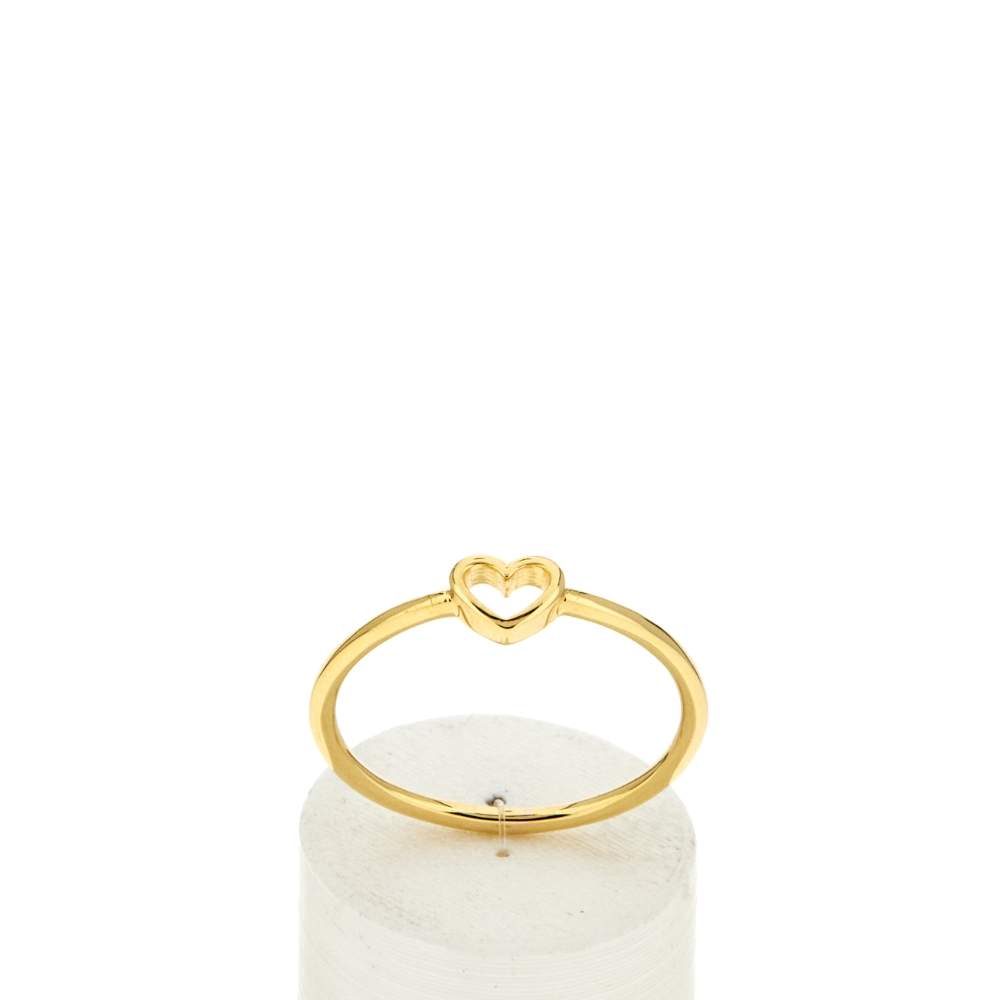 Bague plaqué or jaune motif coeur - vue 1