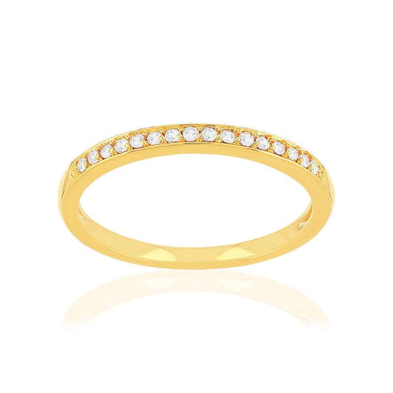 Bague plaqué or jaune zirconias - vue 1