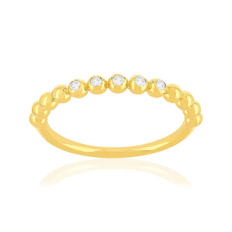 Bague plaqué or jaune zirconias - vue 1
