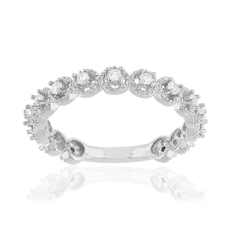 Bague argent zirconias - vue 1