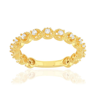 Bague plaqué or jaune zircons - vue 1