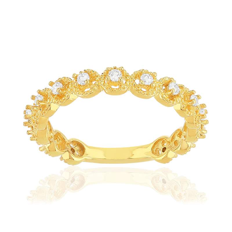Bague plaqué or jaune zirconias blancs - vue 1