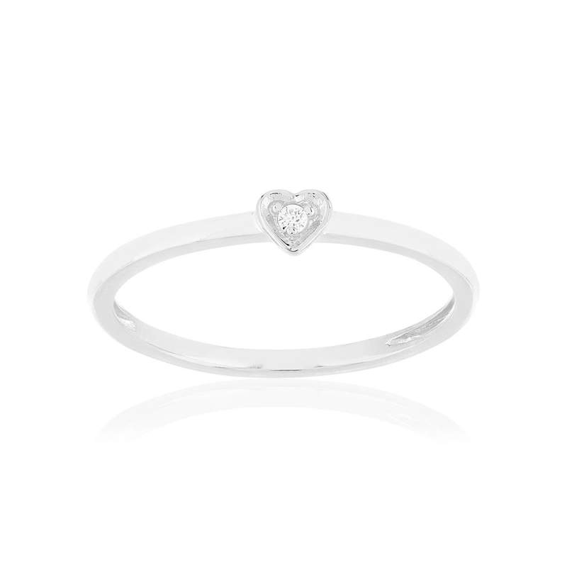 Bague argent zirconias motif coeur - vue 1