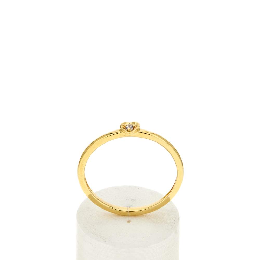 Bague plaqué or jaune zirconias motif coeur - vue 1