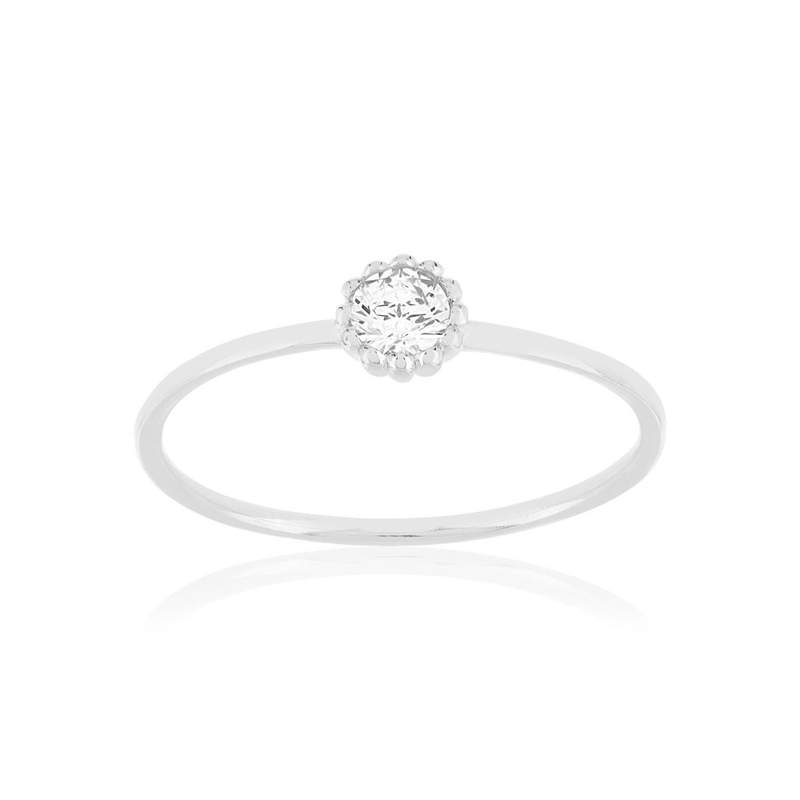Silver ring with zirconia stones - view 1