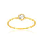 Bague plaqué or jaune zirconia blanc - vue 1