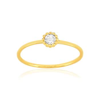 Bague plaqué or jaune zirconia blanc