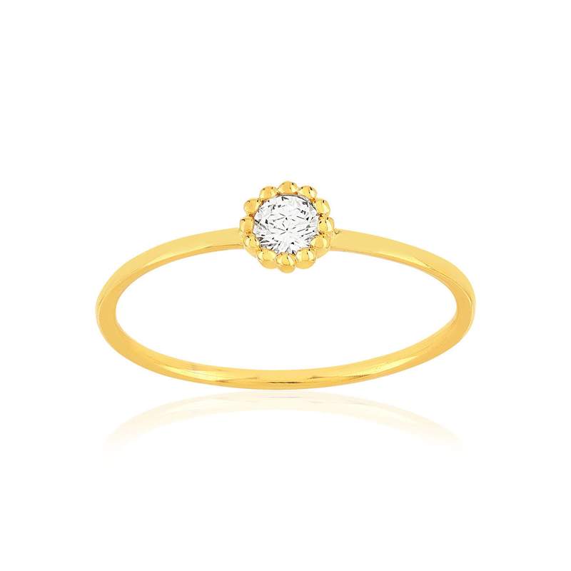Bague plaqué or jaune zirconia blanc - vue 1