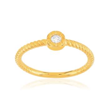 Bague plaqué or jaune zirconia blanc
