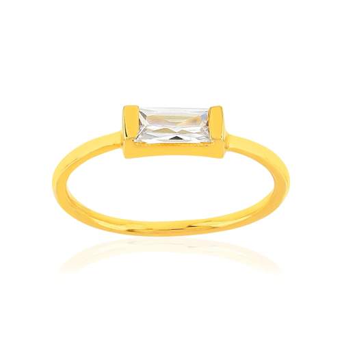 Bague plaqué or jaune zirconia blanc