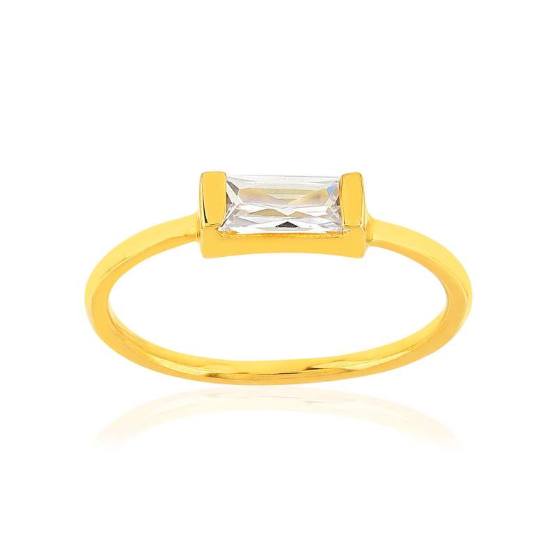 Bague plaqué or jaune zircons - vue 1