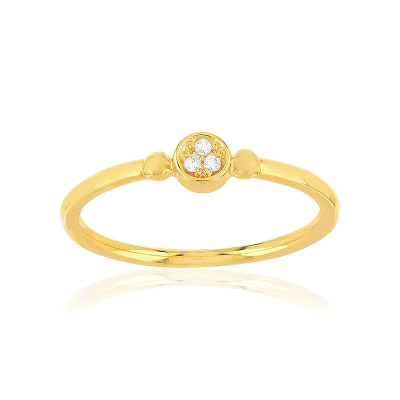 Bague plaqué or jaune zirconias blancs - vue 1