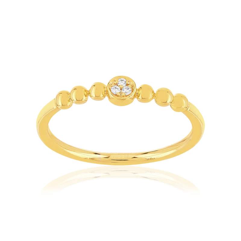 Bague plaqué or jaune zircons - vue 1