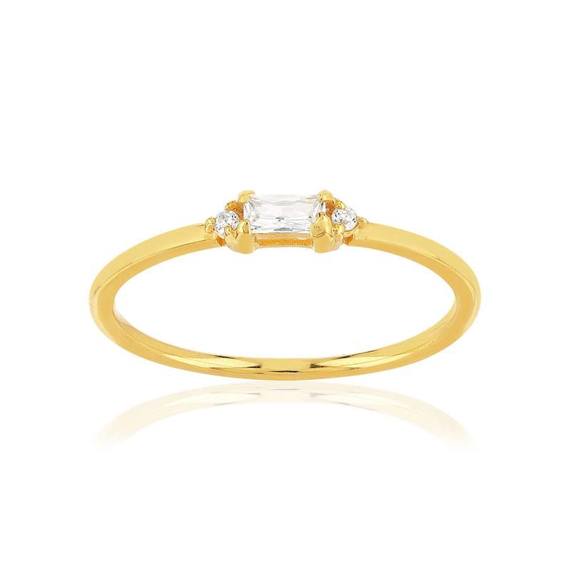 Bague plaqué or jaune zirconias - vue 1