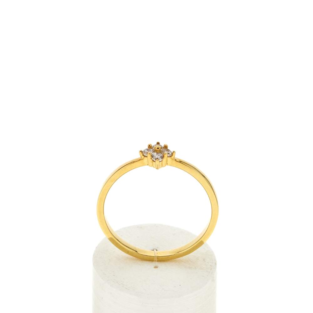 Geelgoudkleurige ring met witte zirkonia's - afbeelding 1