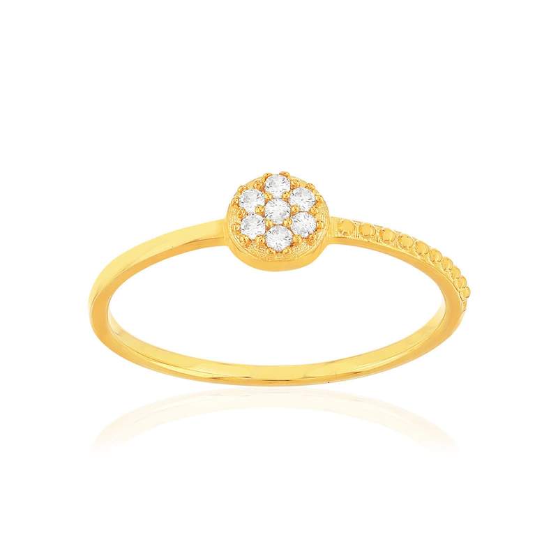 Ring met geelgoudkleurige coating en zirkonia's - aanzicht 1