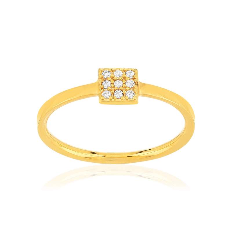 Bague plaqué or jaune zircons - vue 1