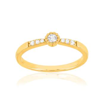 Bague plaqué or jaune zirconias blancs