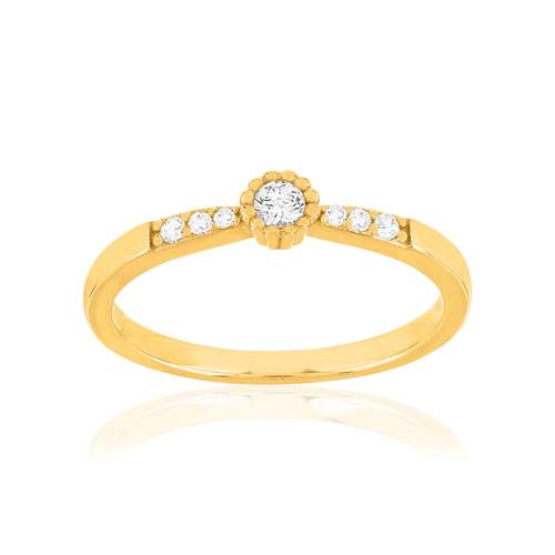 Geelgouden zirkonia ring