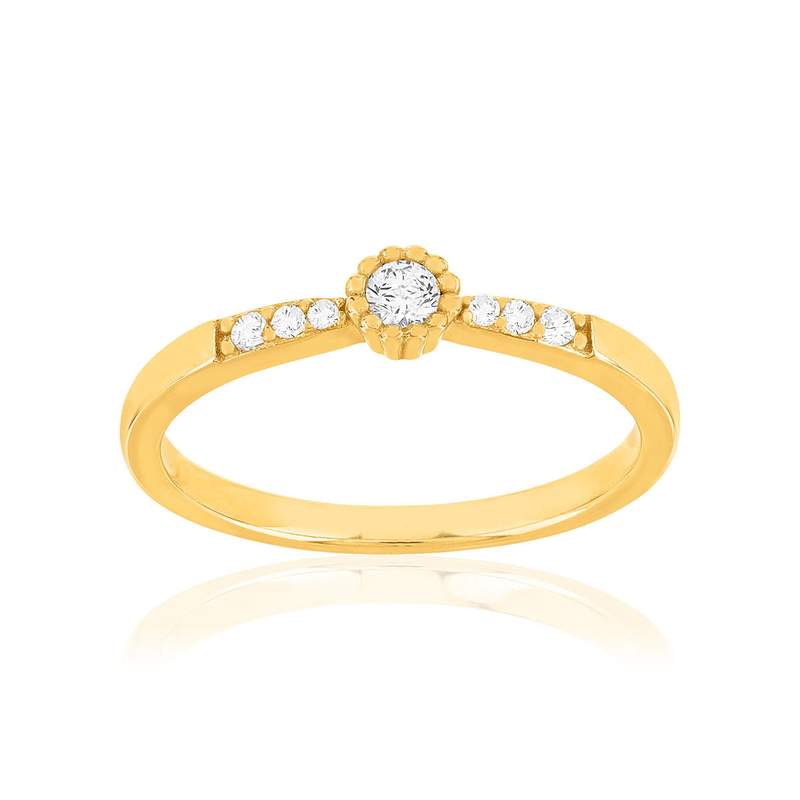 Bague plaqué or jaune zircons - vue 1