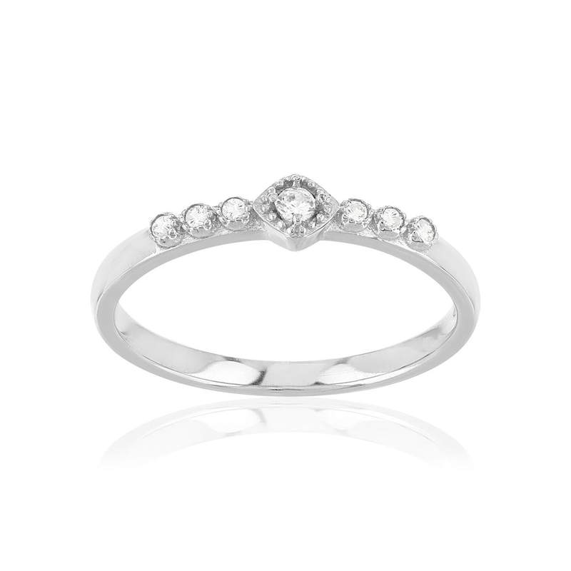 Bague argent zirconias - vue 1