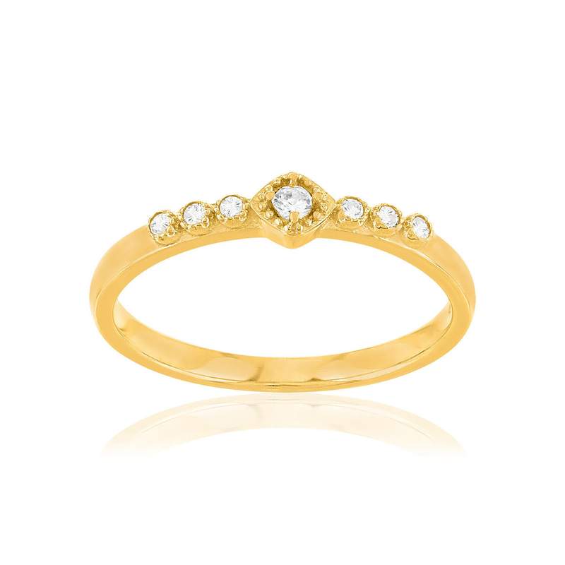 Bague plaqué or jaune zircons - vue 1