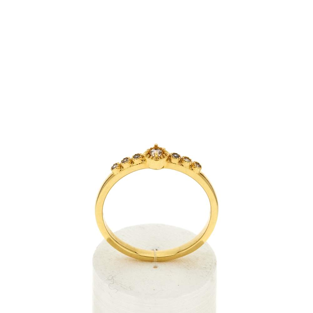Bague plaqué or jaune zircons - vue 1