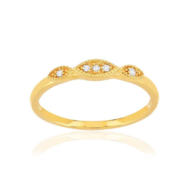 Bague plaqué or jaune zircons - vue 1