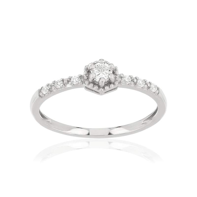 Bague argent zirconias - vue 1