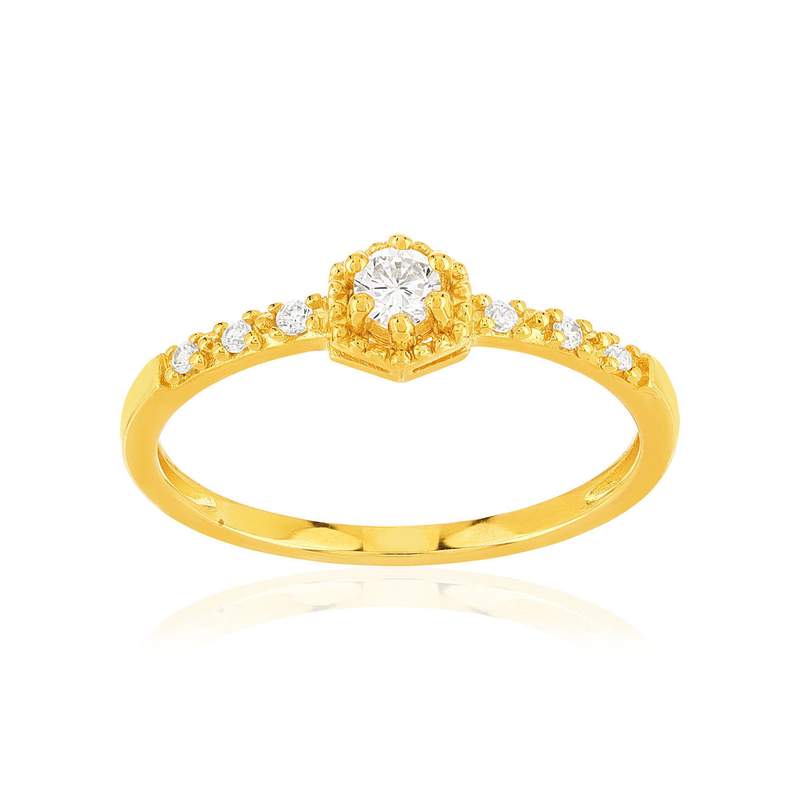 Bague plaqué or jaune zirconias - vue 1