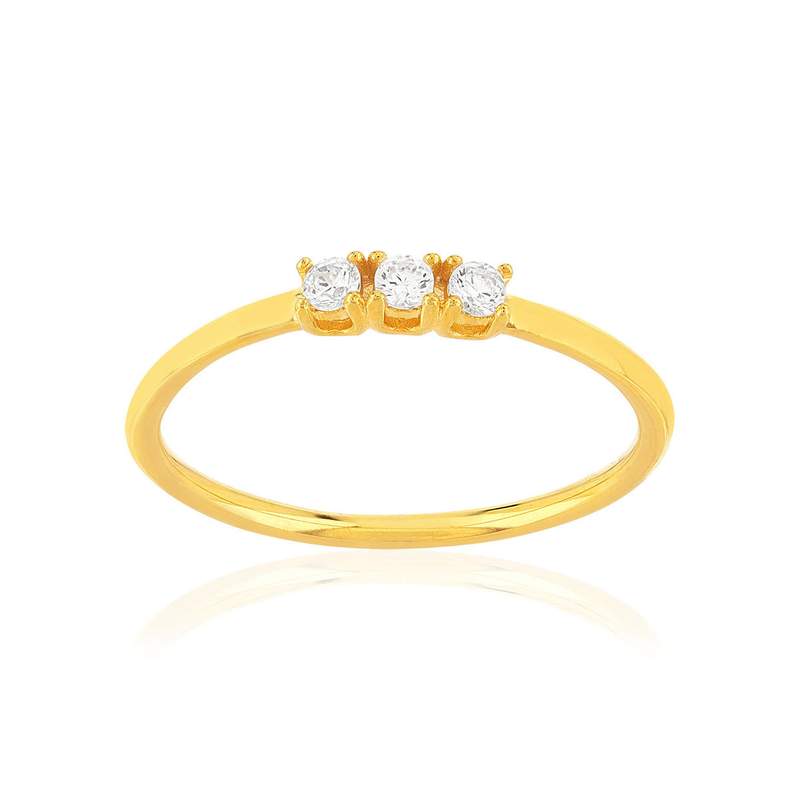 Bague plaqué or jaune zircons - vue 1