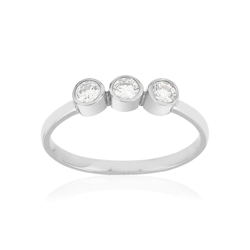 Bague argent zirconias - vue 1