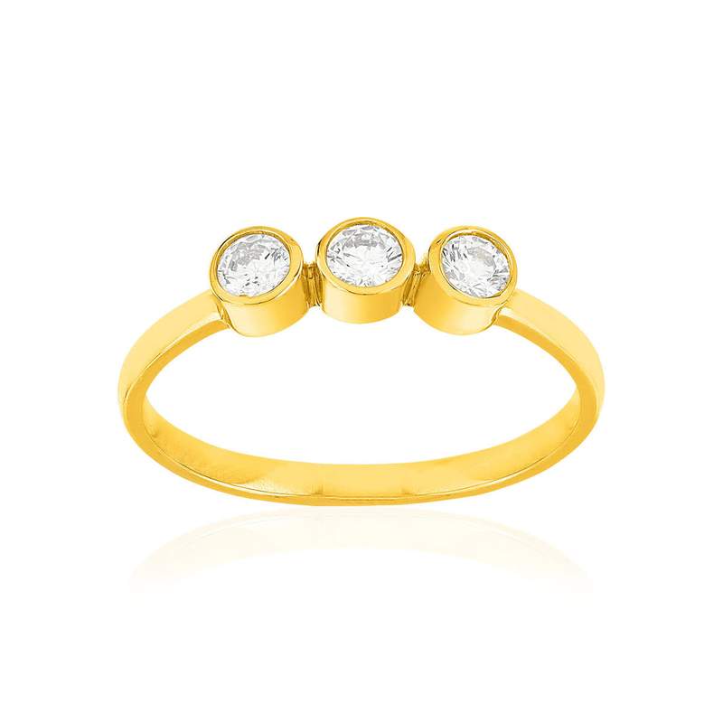 Bague plaqué or jaune zirconias - vue 1