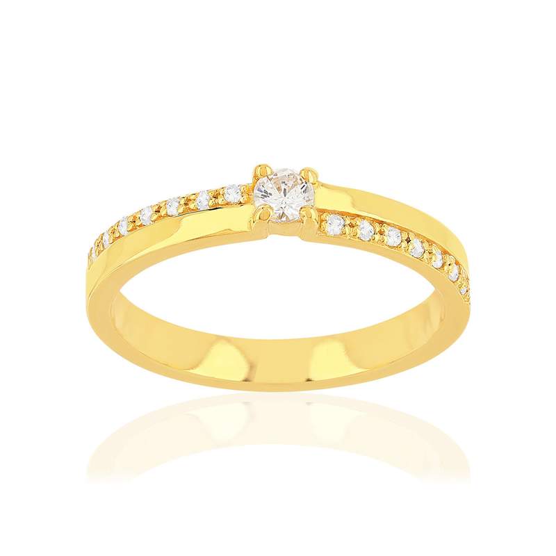 Bague plaqué or jaune zircons - vue 1