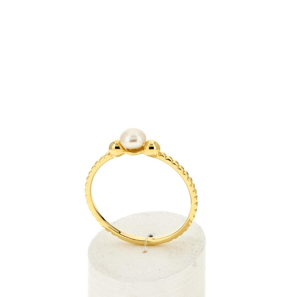 Geelgoudvergulde ring met parel - afbeelding 2
