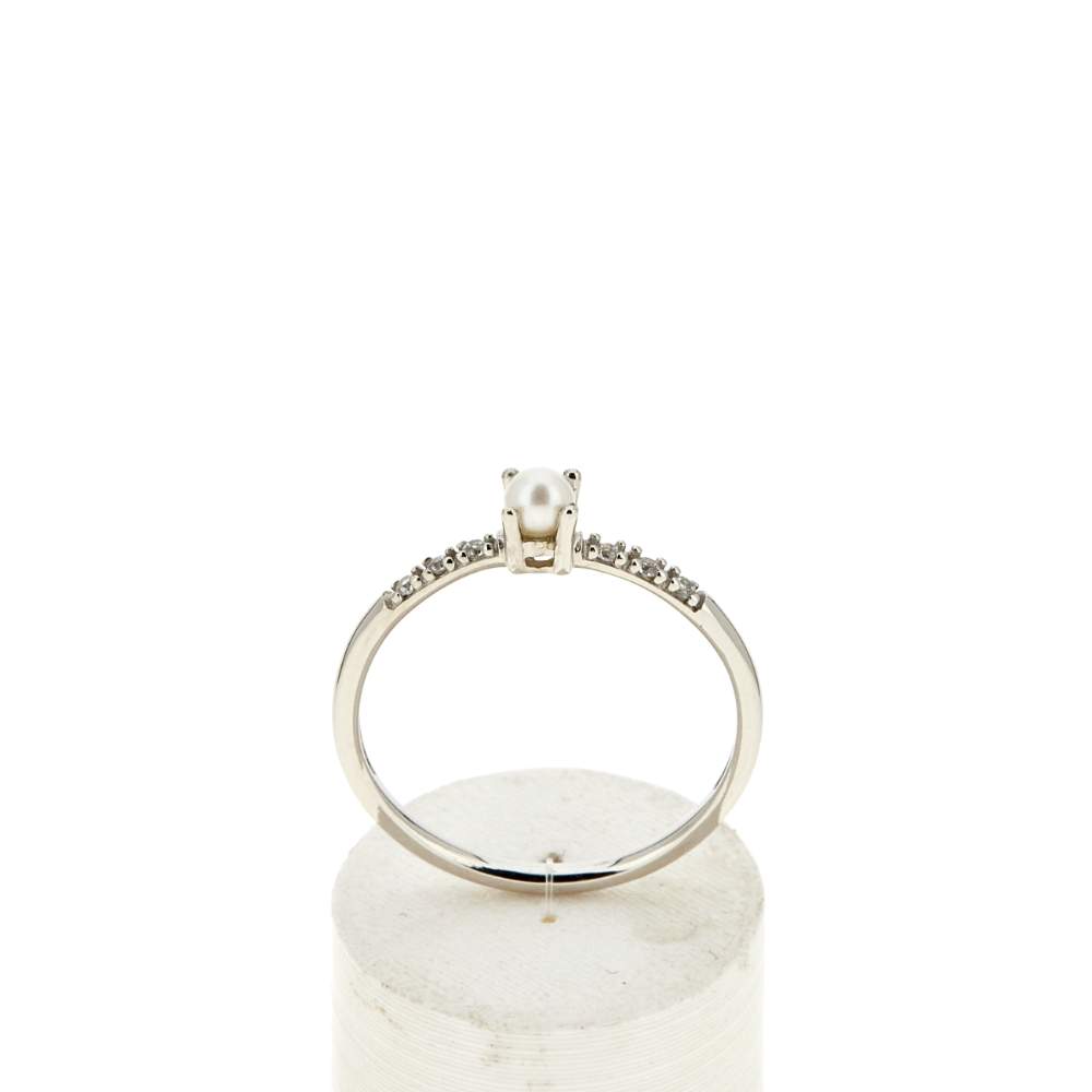 Bague argent zirconias et perle - vue 1