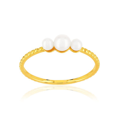 Yellow gold-plated ring with chinese cultured pearls